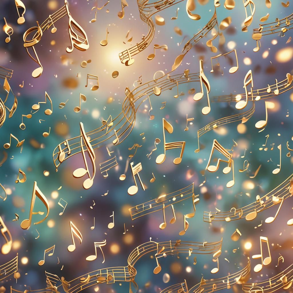 Music Notes in Surreal Dreamscape: Ethereal Pastel Art