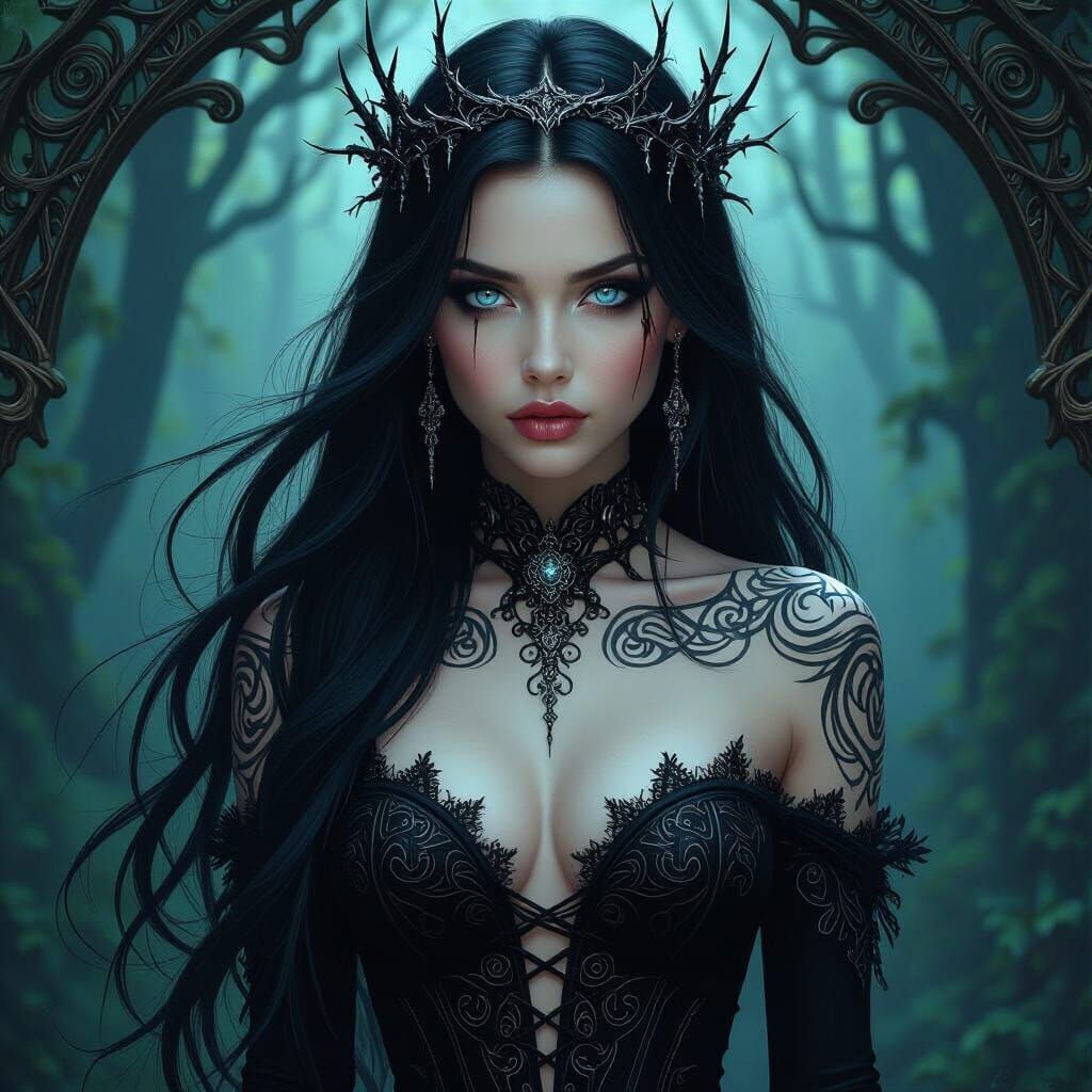 Gothic Fairy in Mystical Forest: Matte Painting