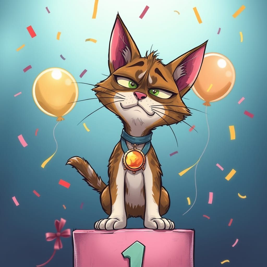 Confetti Cat Wins Big in Whimsical Style