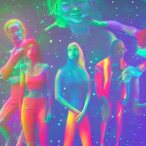 Friends in Holographic Astral Cosmic Illustration