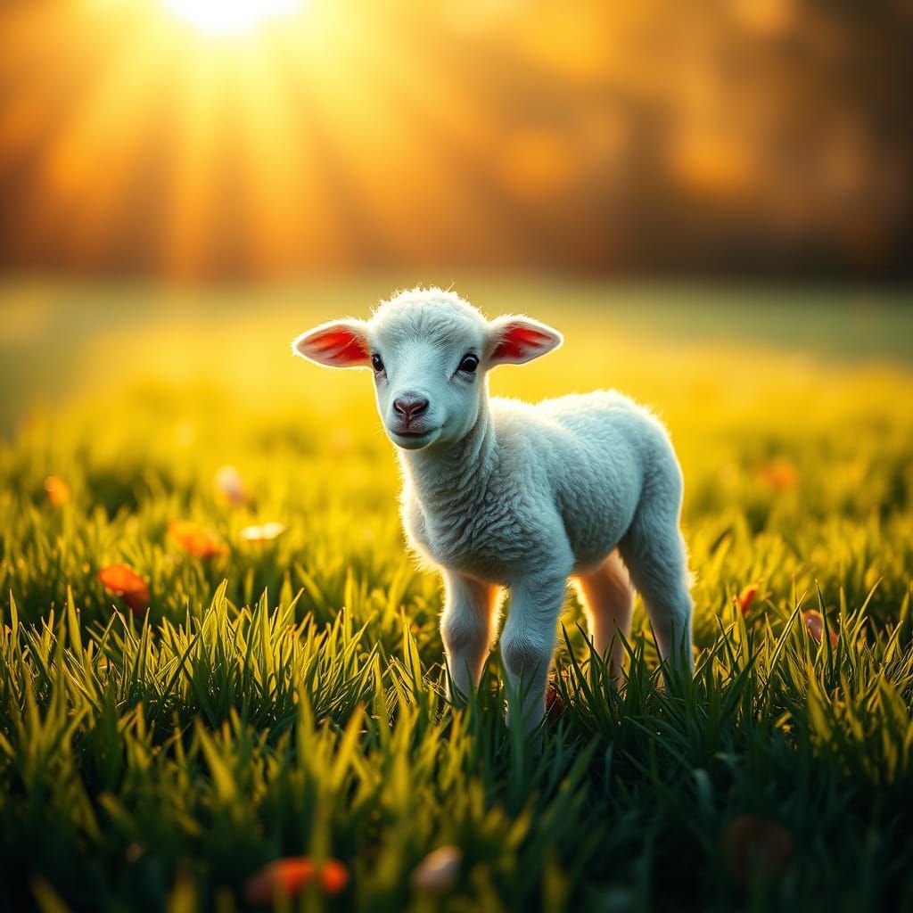 Cozy Autumn Lamb in Vibrant Golden Light