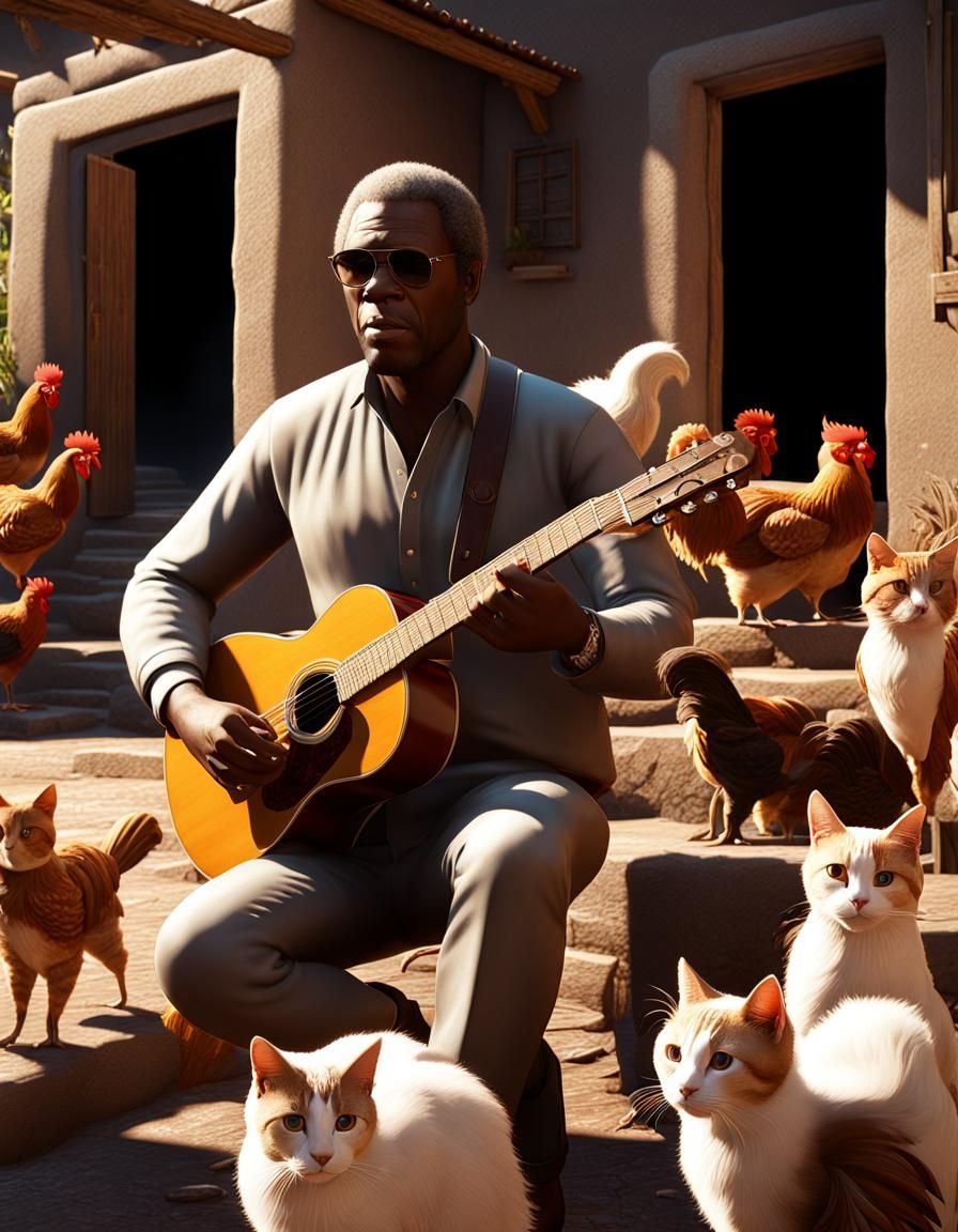 Playing the guitar