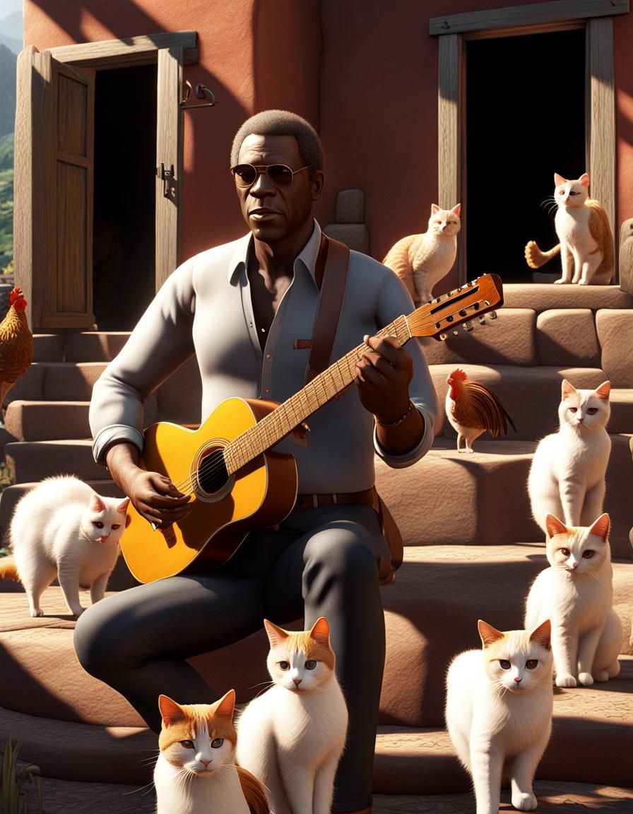 Playing the guitar