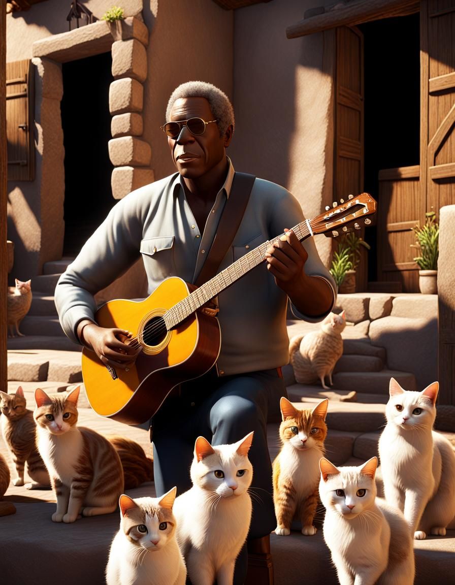 Playing the guitar