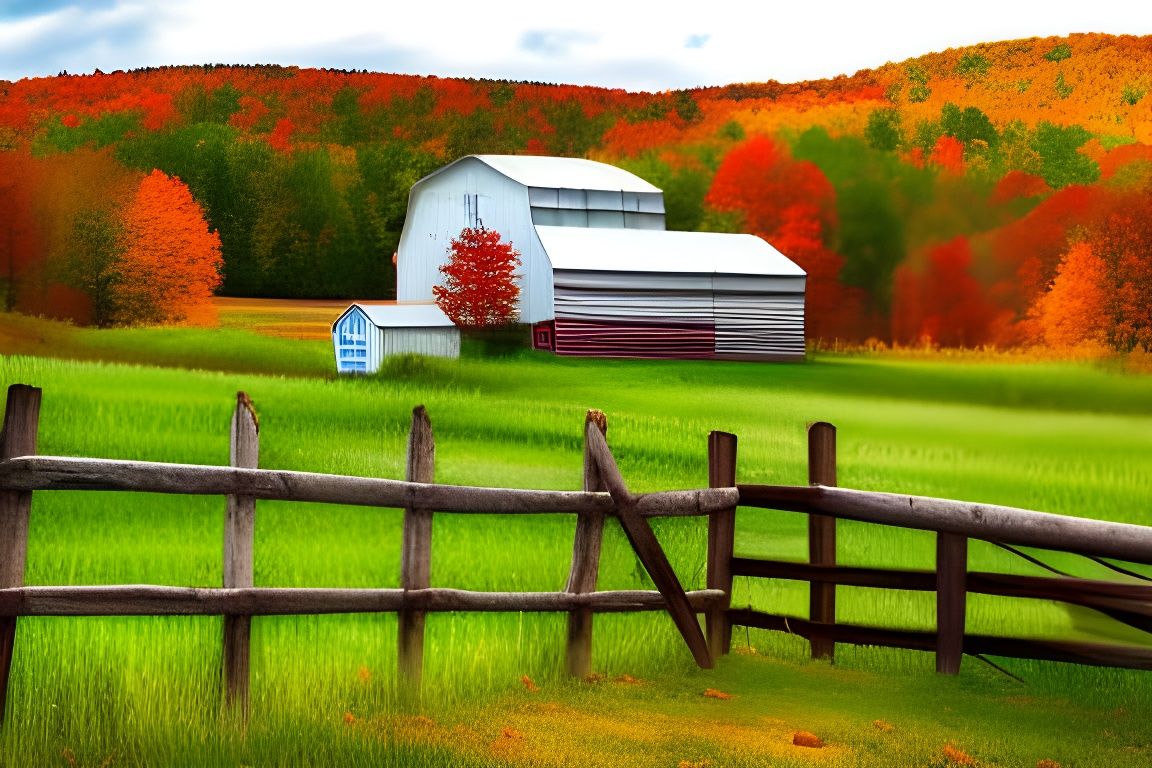 Vermont Farm in Autumn: A Detailed Matte Painting