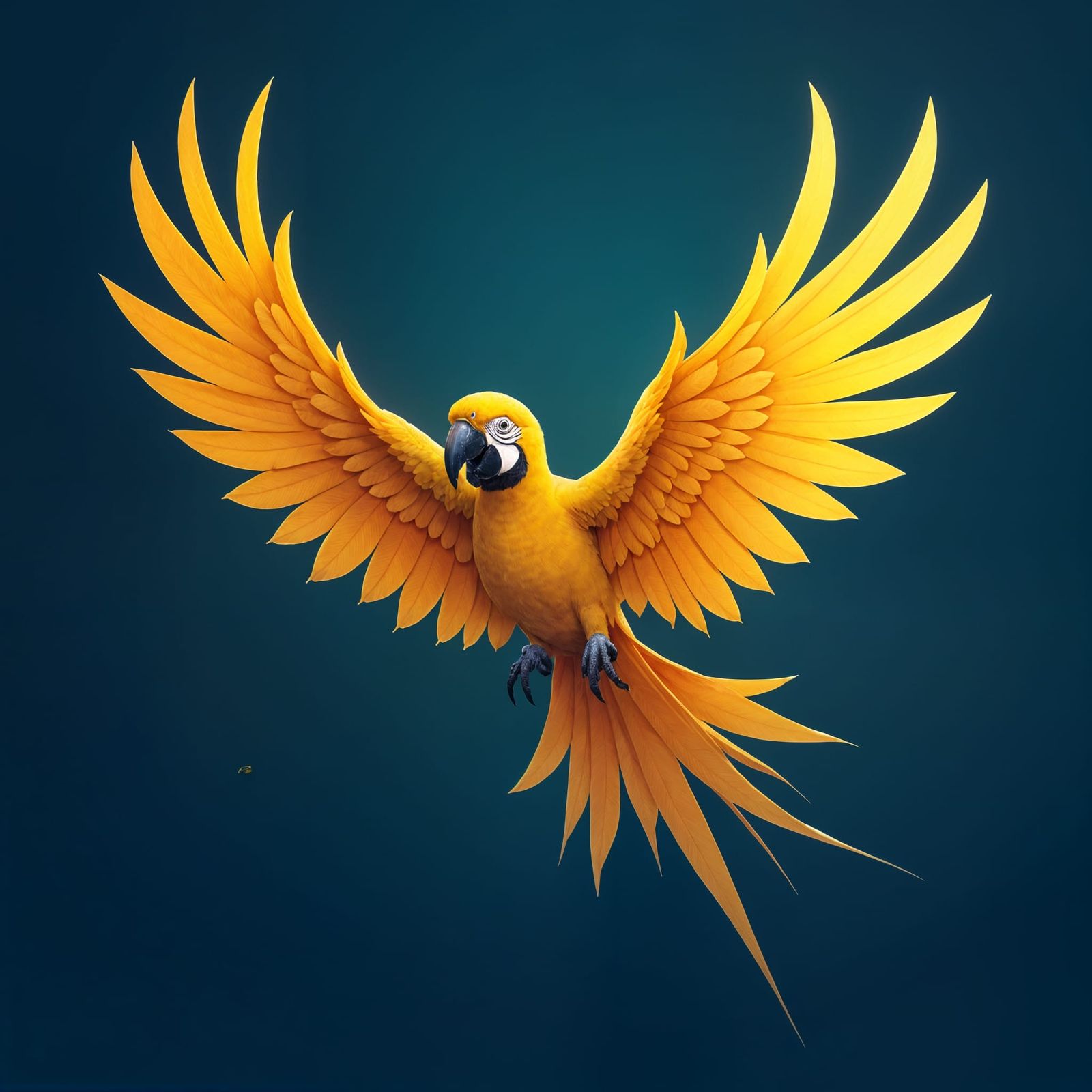 Vibrant Amber Yellow Parrot in Flight Logo
