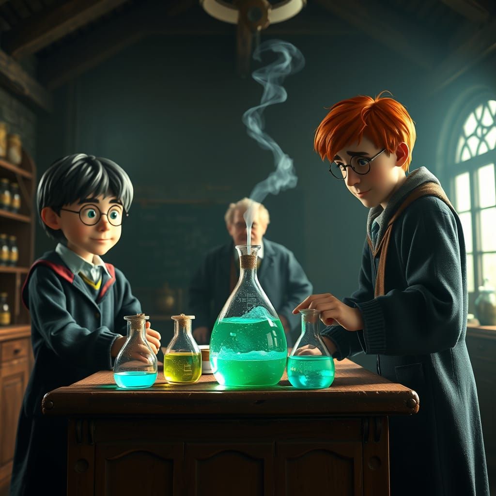Magical Potion Master in Hogwarts Classroom