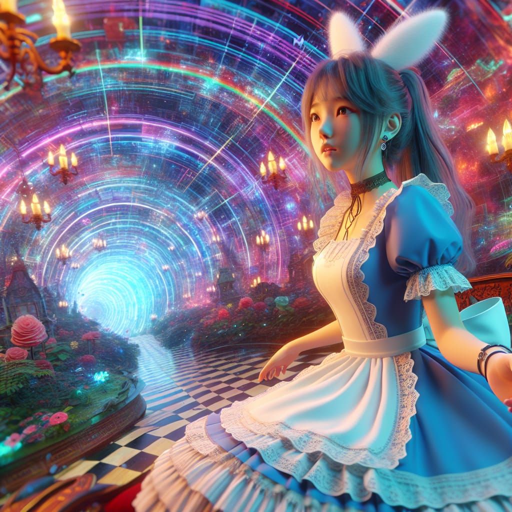 East Asian Alice in Wonderland, 3D Digital Art
