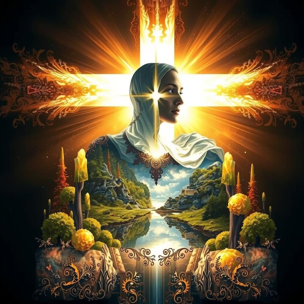 Regal Woman at Heaven's Gate: Surrealist Image