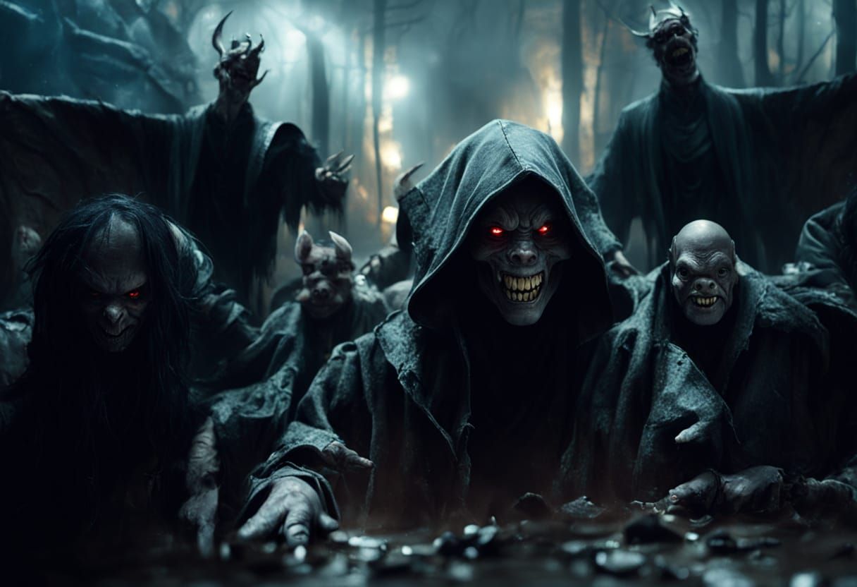 Evil Pigs Grin in Dark Fantasy Illustration