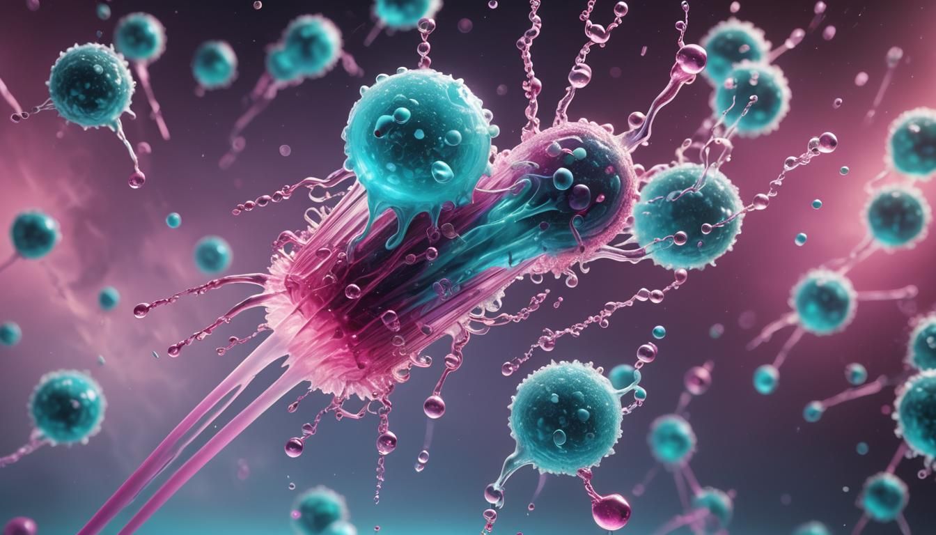 Bioluminescent Bacterium Absorbing CO2 in Hyperrealistic Spl...