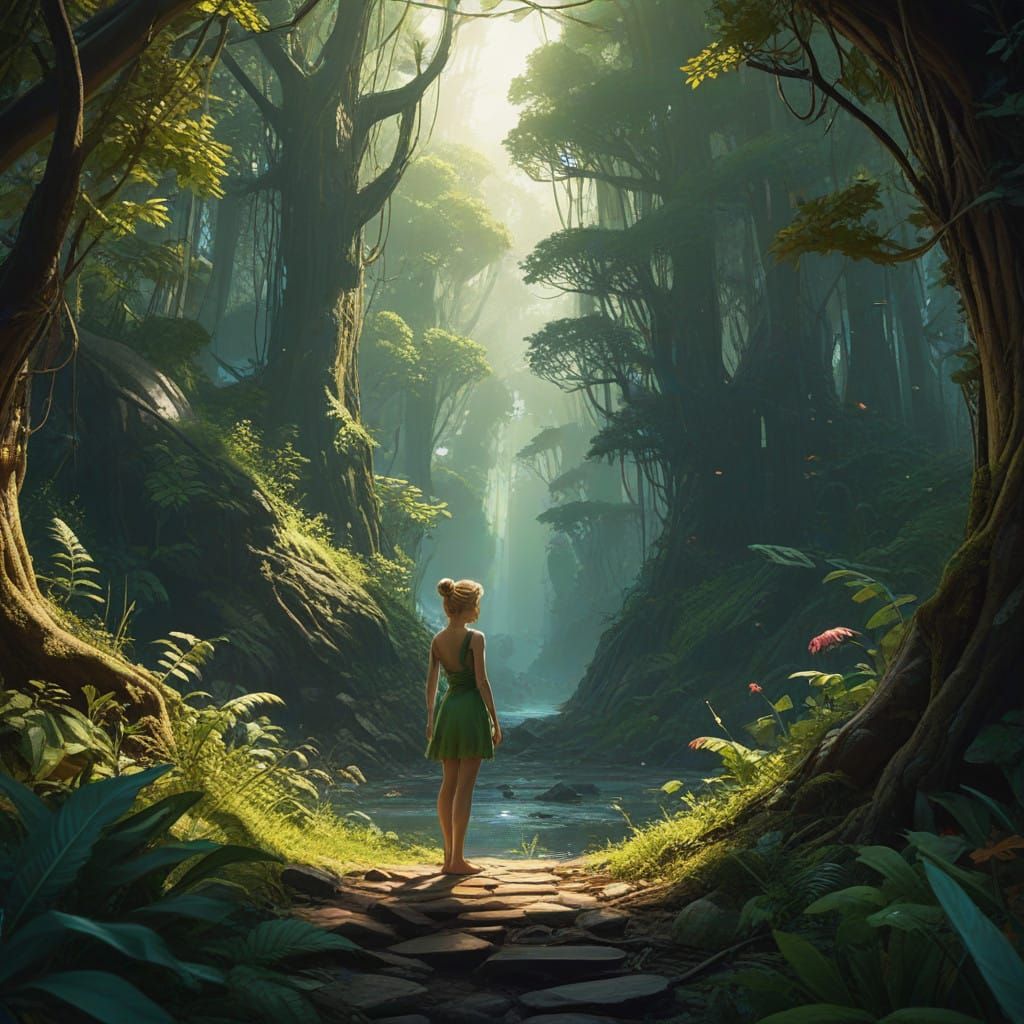 Whimsical Fairy Basks in Sunlit Forest