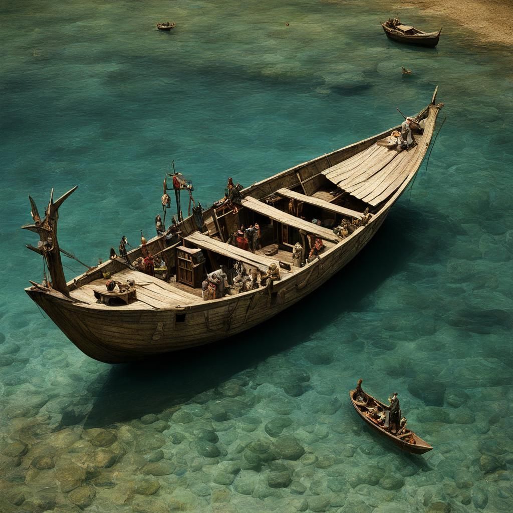 Goat Boat Inspired by Bruegel and Chagall