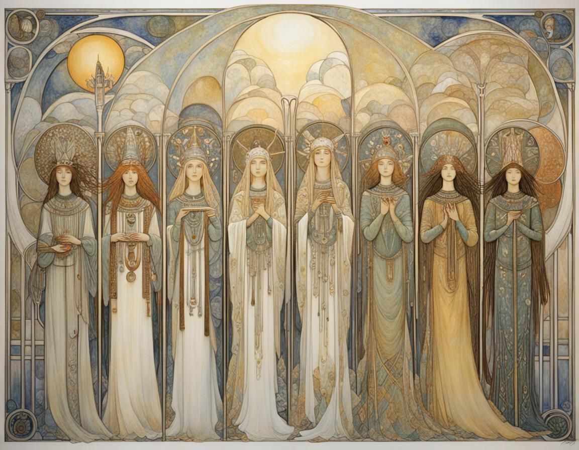 Angelic Hosts in Art Nouveau Style