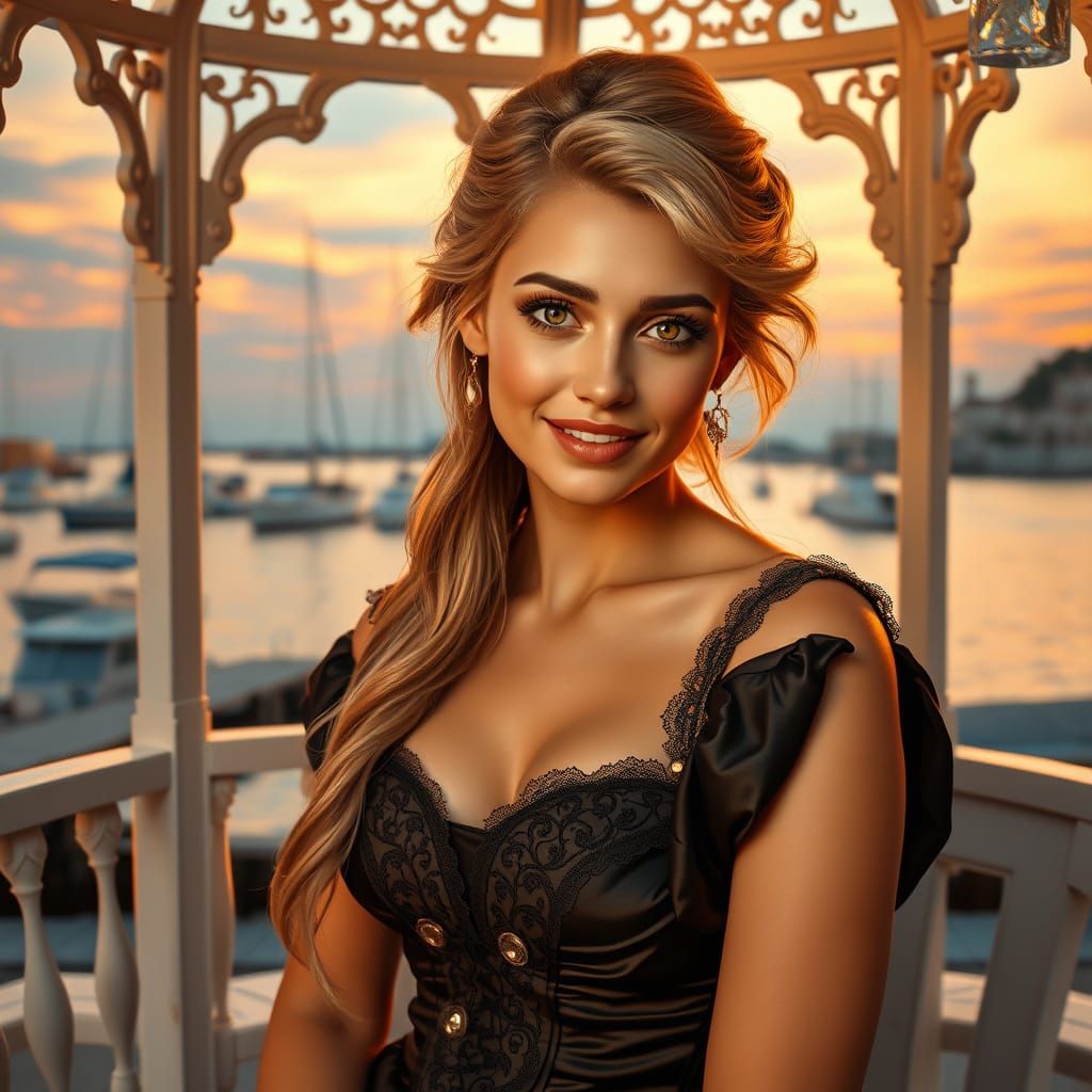 Ethereal Israeli Beauty Basks in Golden Hour Serenity