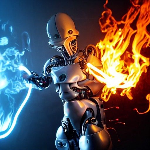 Fiery Cyborg: Humanoid with Fire Element