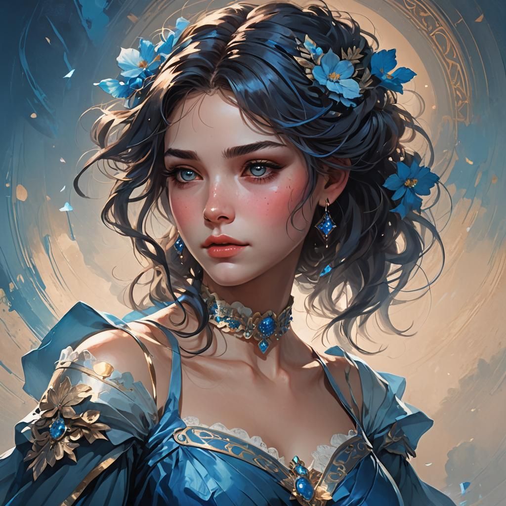 Detailed Portrait in the Style of Artgerm and Mucha