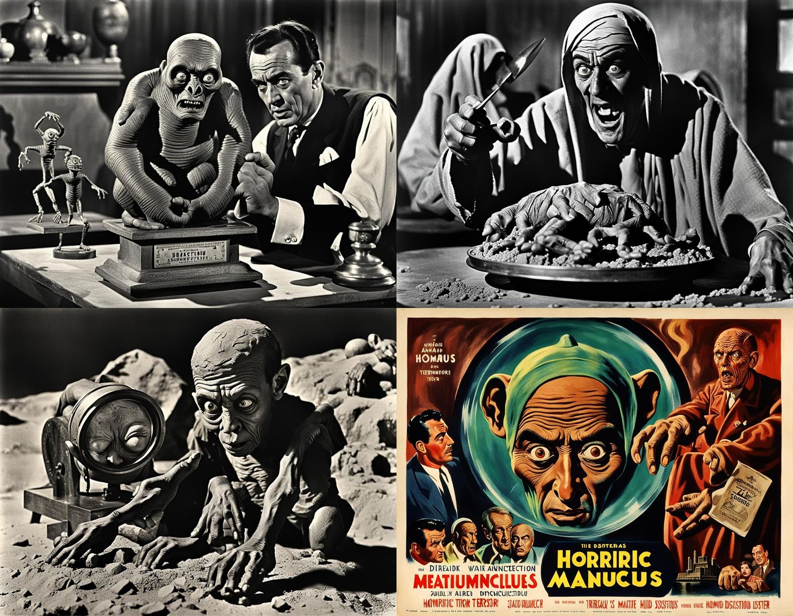 Horrific Homunculus: 1950s Horror Movie Scene