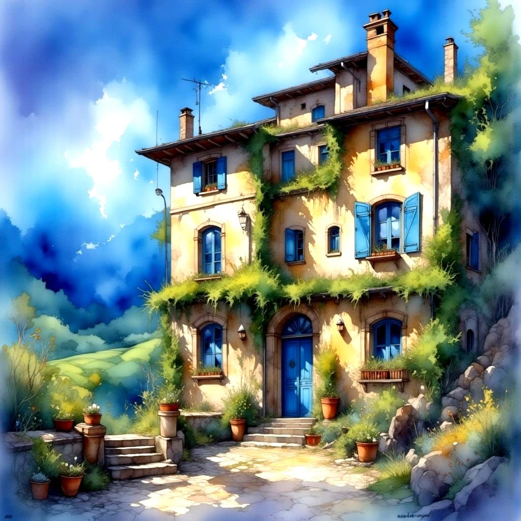 Ancient Italian Village Amidst Vineyards