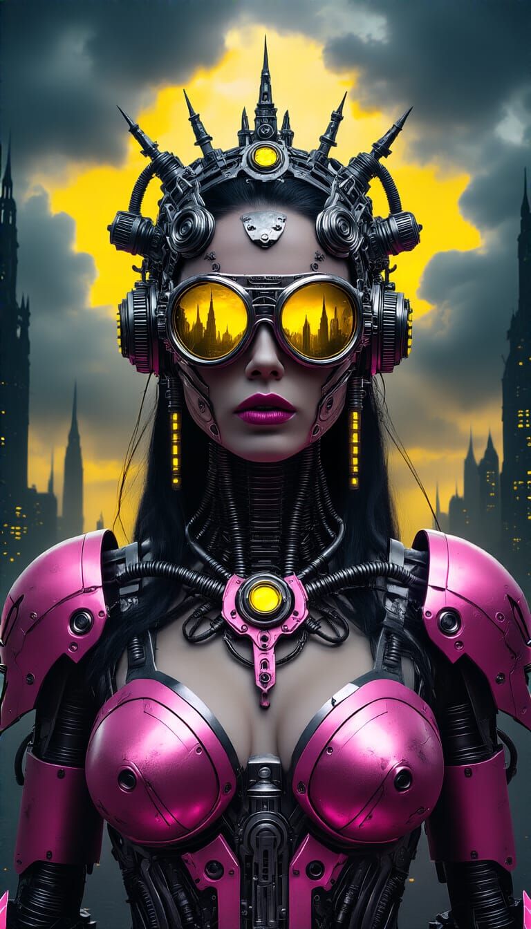 Cyberpunk Queen in Pink and Steel