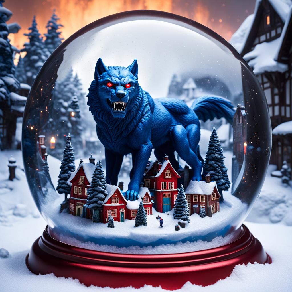 The Enchanted Snow Globe: A Terrifying Tale of the Hungry Blue Demon Wolf