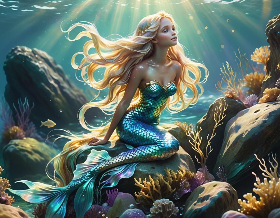 Sensual Mermaid Basks in Dreamy Underwater Oasis