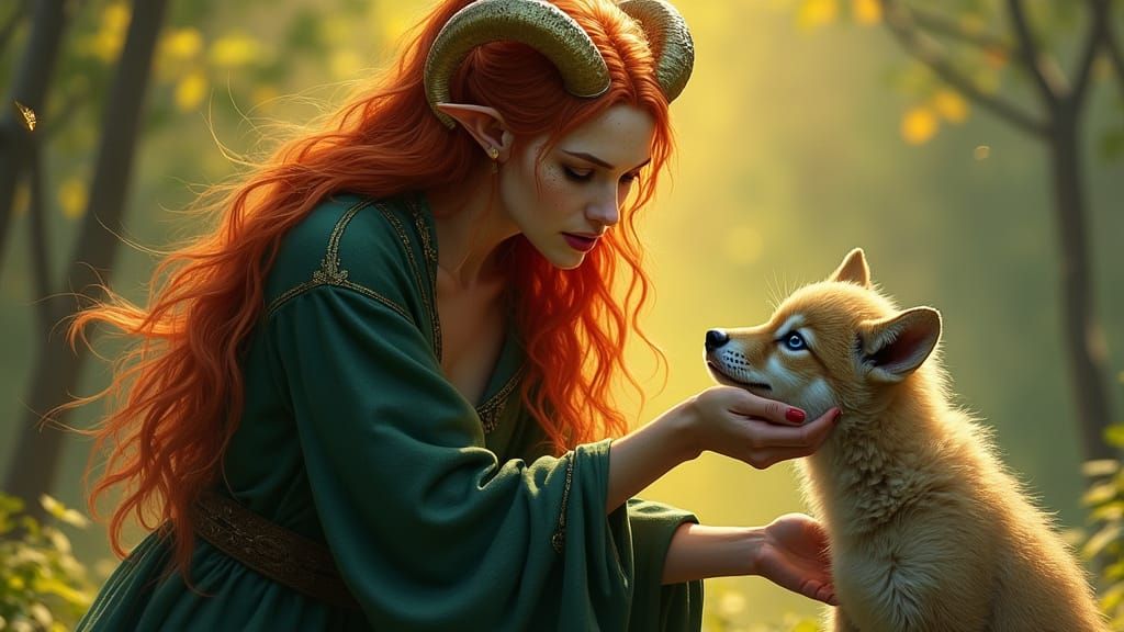 Kalamia, befriending a wolf pup