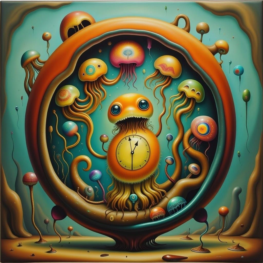 Cute Creature Holding a Clock