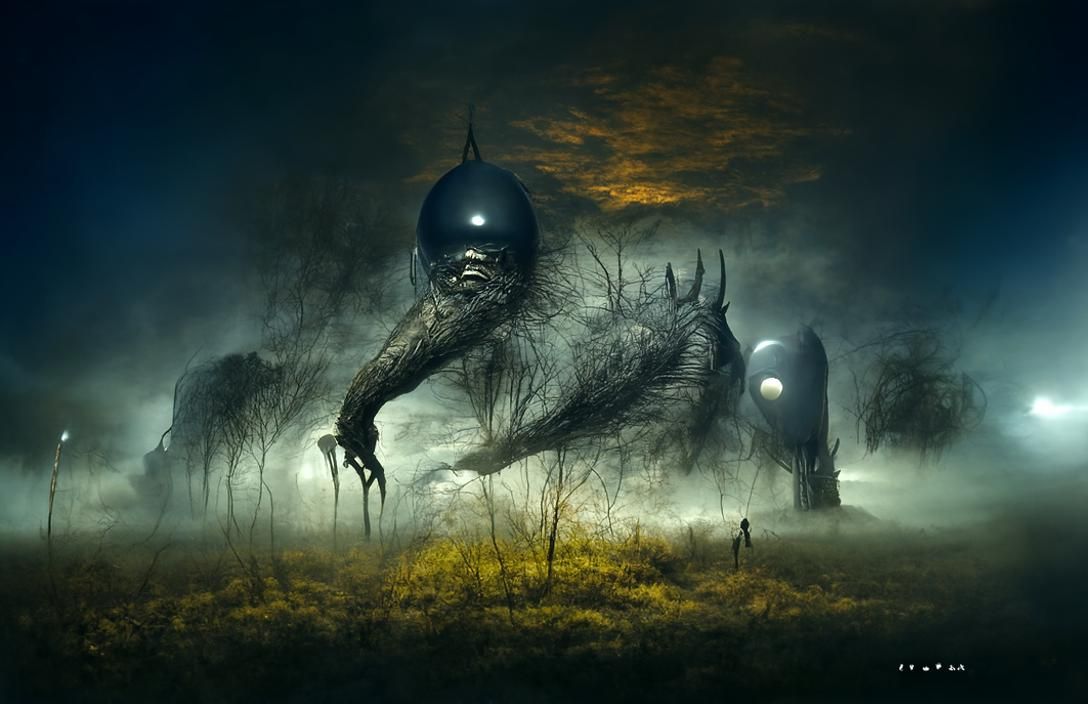 Sinister Night Hunter in Dark Surrealist Style