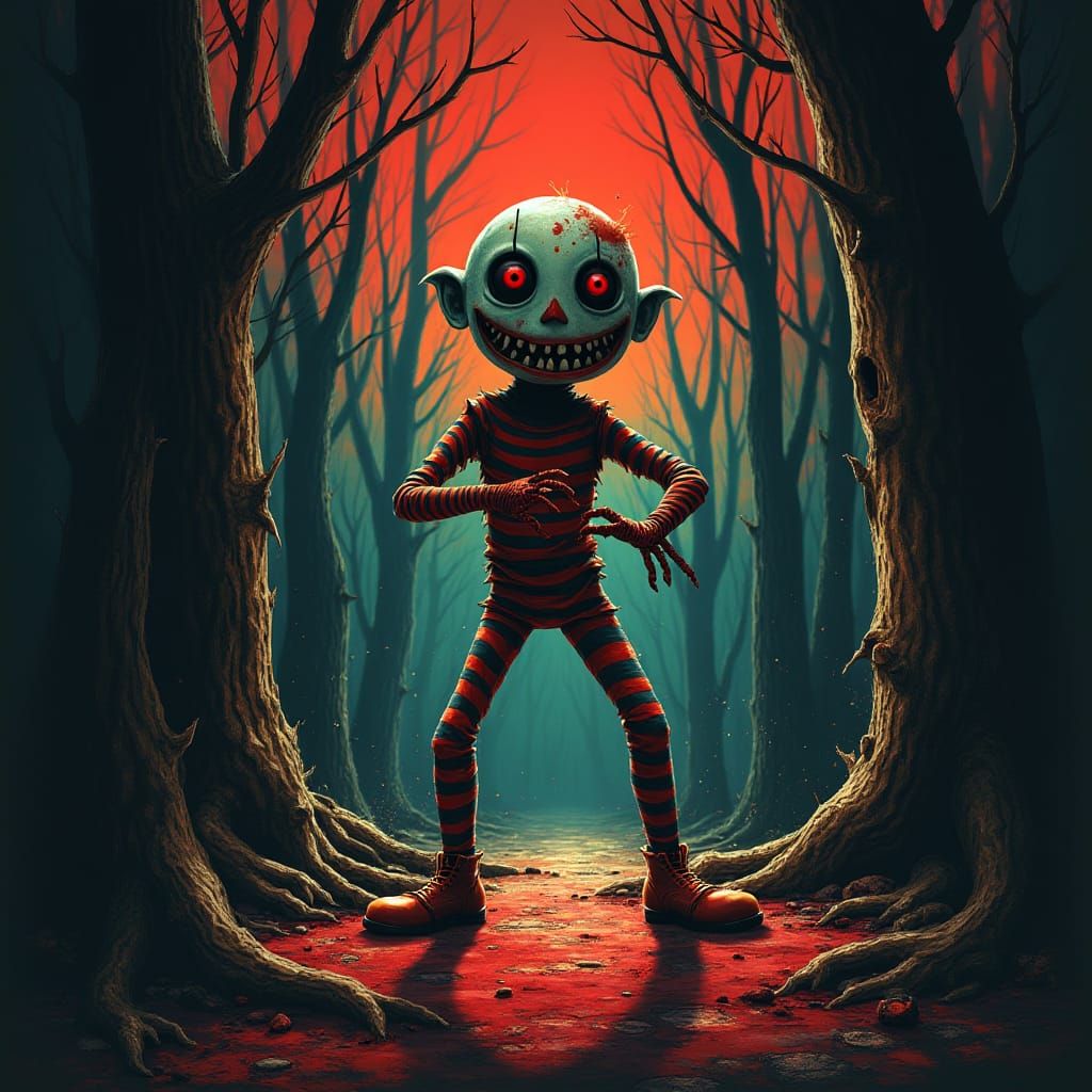 Stylized Horror Movie Poster in Burton-esque Style