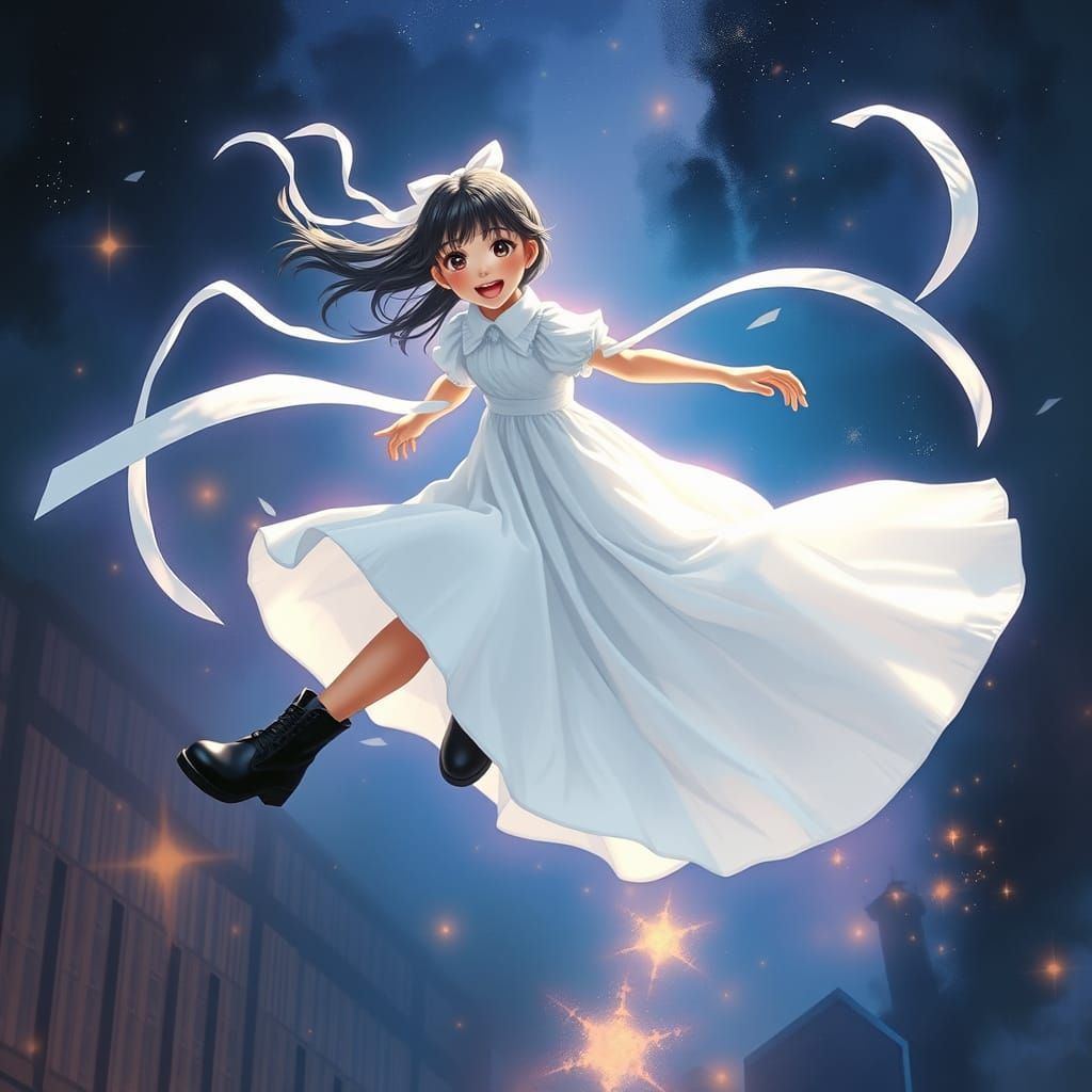 Girl: Guardian of The Library Sector in Ethereal Dreamlike A...