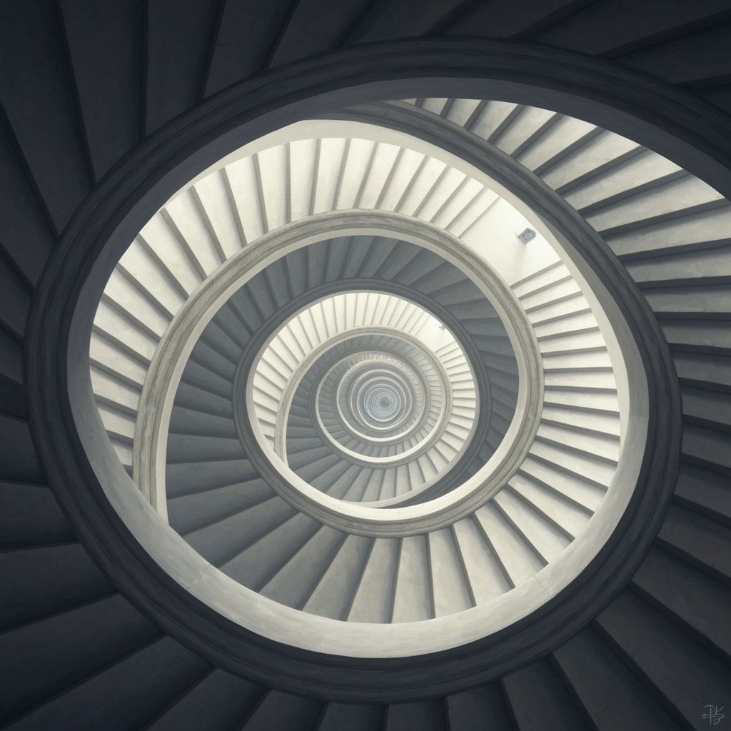 Surrealist Infinite Spiral Staircase Painting