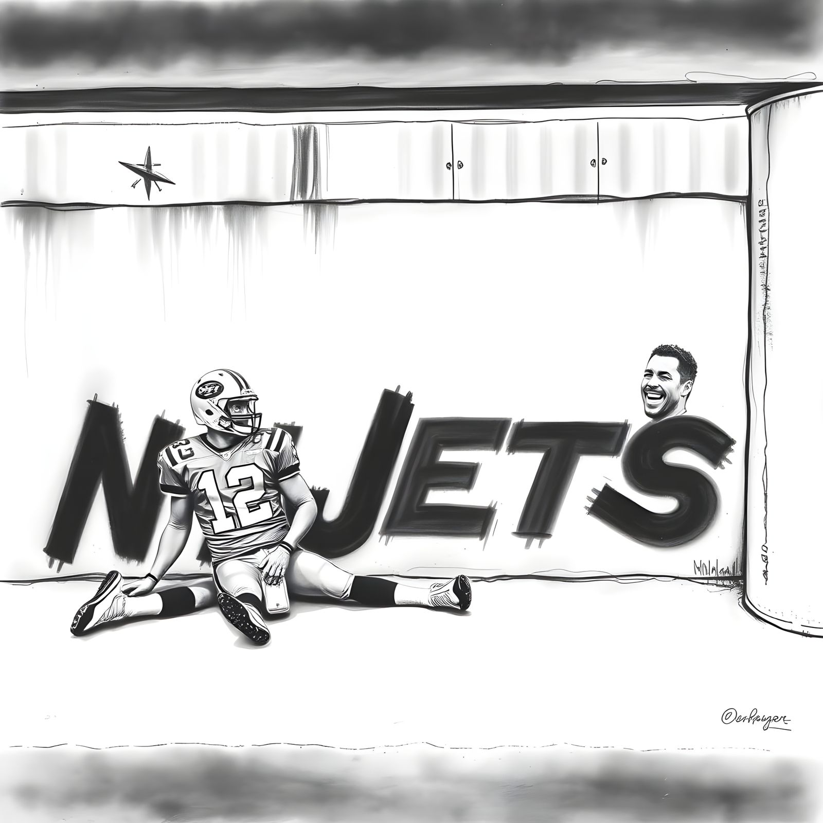 Charcoal Jets Quarterback in Urban Graffiti Style