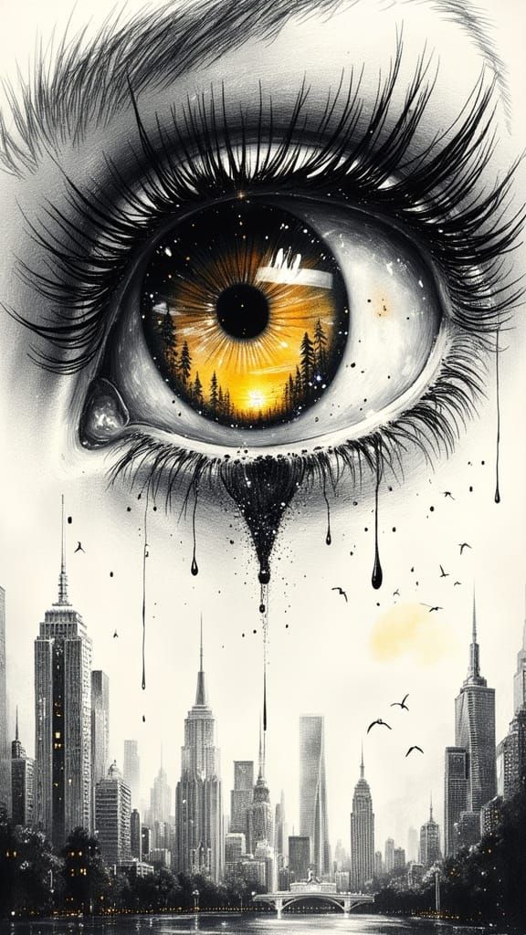 <lora:Exquisite Flux:1.0> An tear extremely intricate black ...