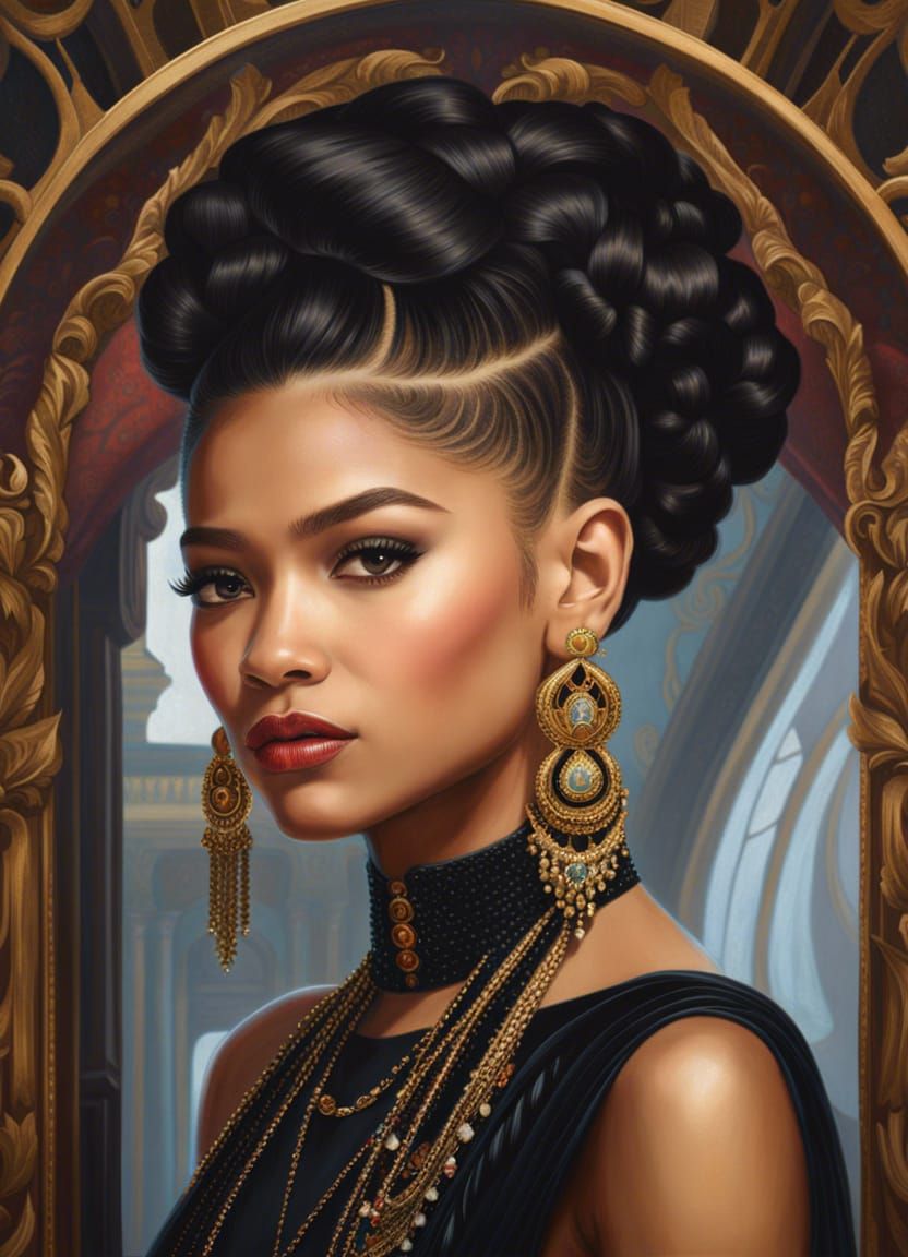 Zendaya Portrait: Hyper-Realistic Fantasy Art