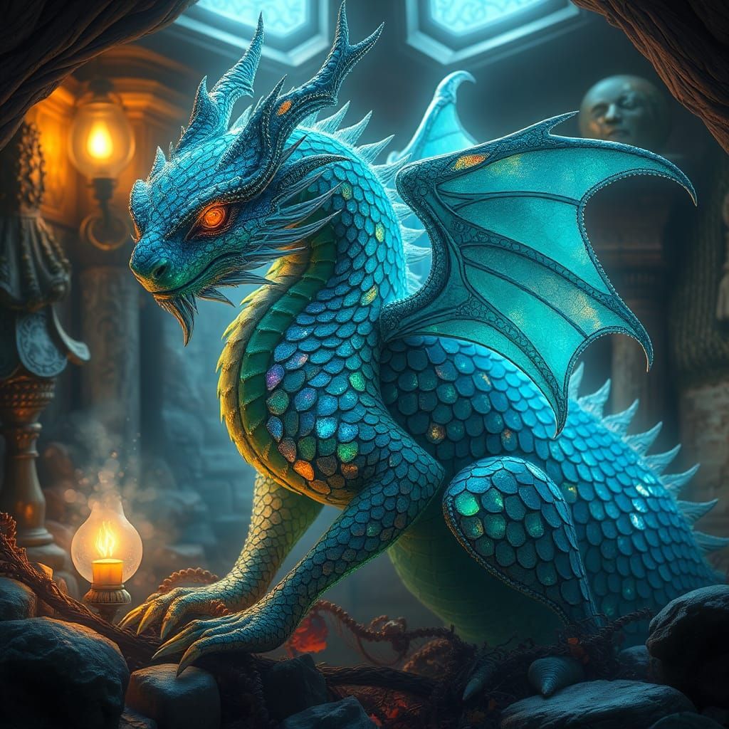 Luminescent Mythical Being in Dark Fantasy Style