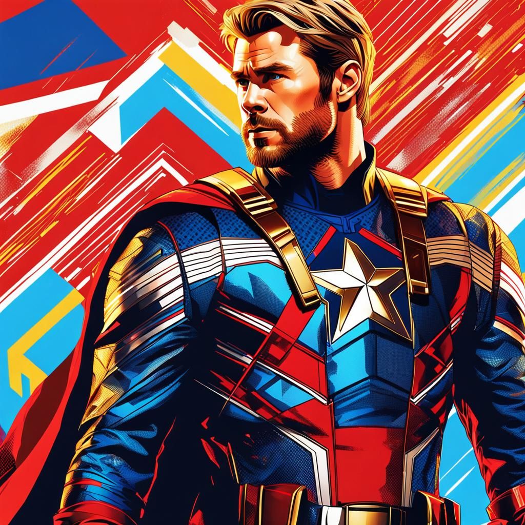 Captain America Concept Art in Digital Pop Art Style