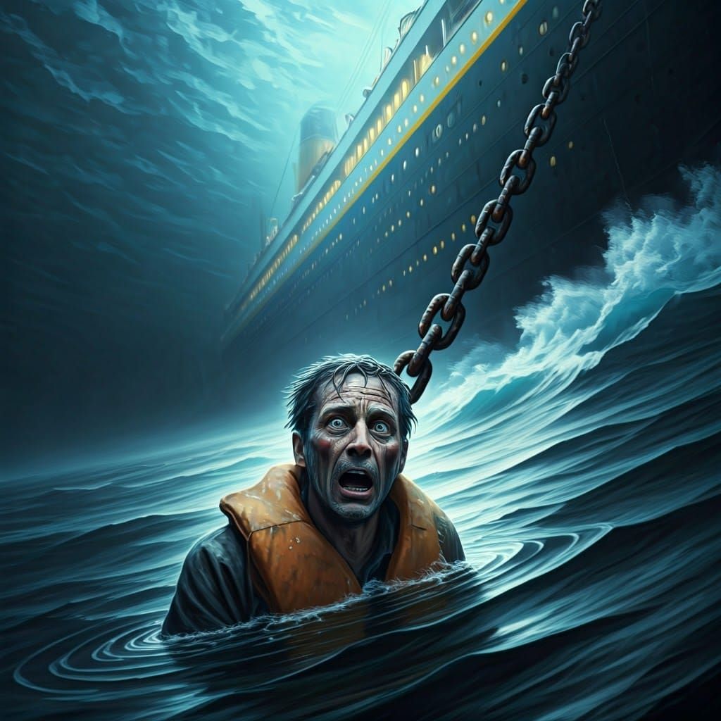 Desperate Man Dragged Down to Dark Ocean Abyss in Cyberpunk ...