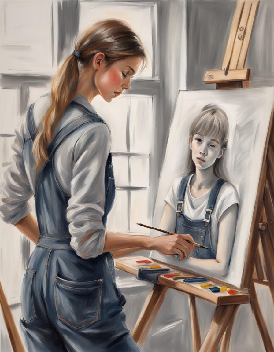 Romantic Art Studio: Girl Draws Boyfriend Portrait