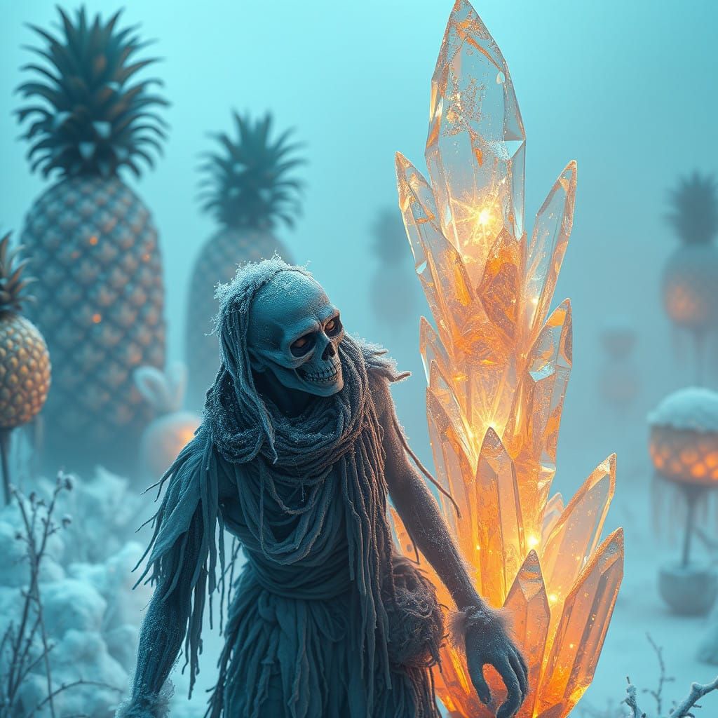 Frozen Paradox: A Zombie's Ethereal Encounter