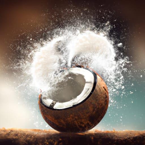 Coconut Bomb Mid-Explosion: Dramatic Digital Painting