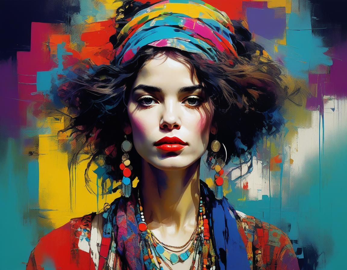 Bohemian Portrait in Funk Art Style