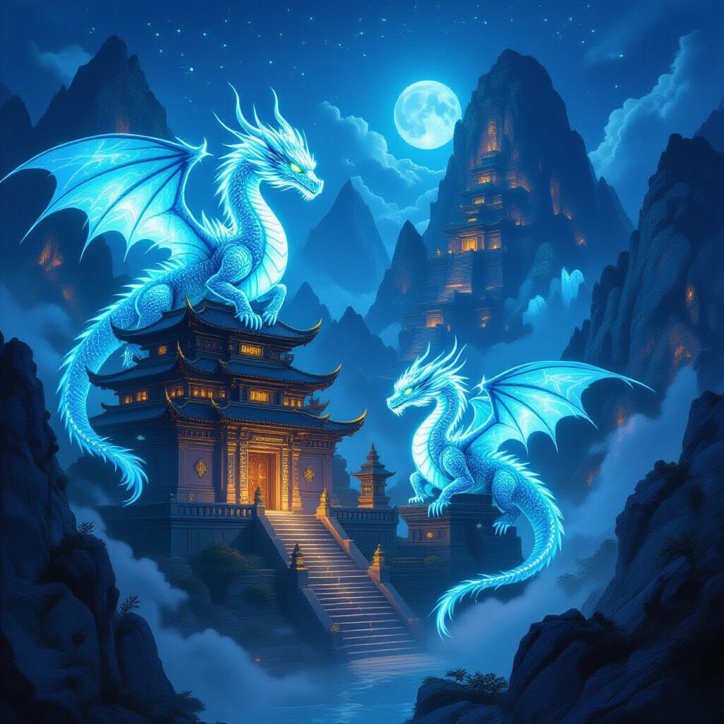Crystal Dragons Illuminate Ancient Mountain Temples