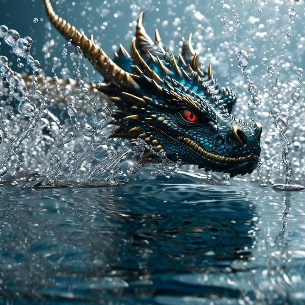 Dragon Diving: Photorealistic Underwater Splash