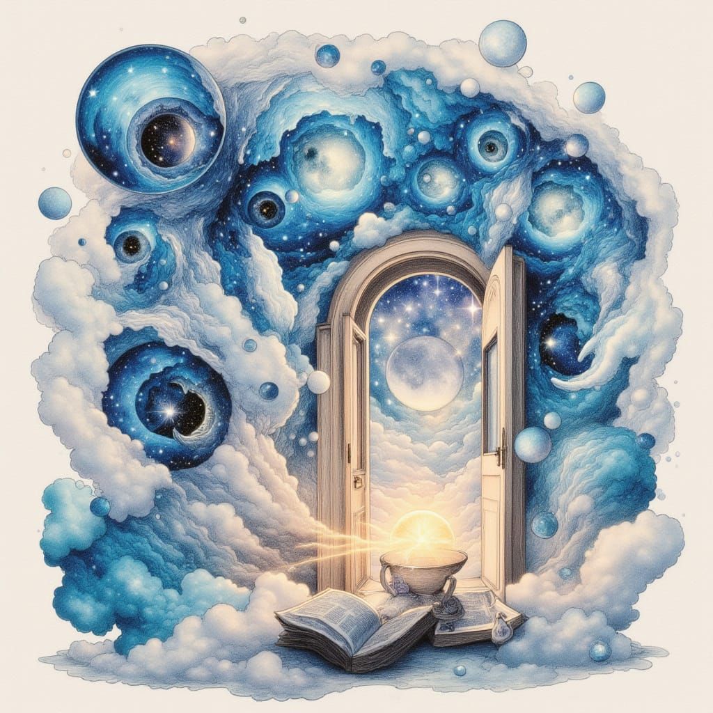 Dreamscape Portal Inside Coffee Mug, Watercolor Style