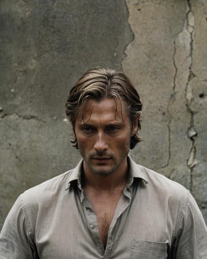 Intense Young Man Holds Wine Bottle