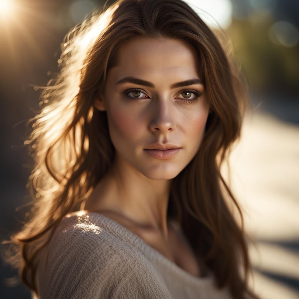 Hyperrealistic Portrait of a Woman in Natural Light