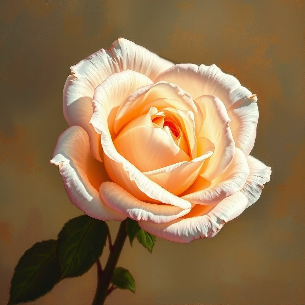 Delicate Rose Flower in Impressionistic Oil Painting Style