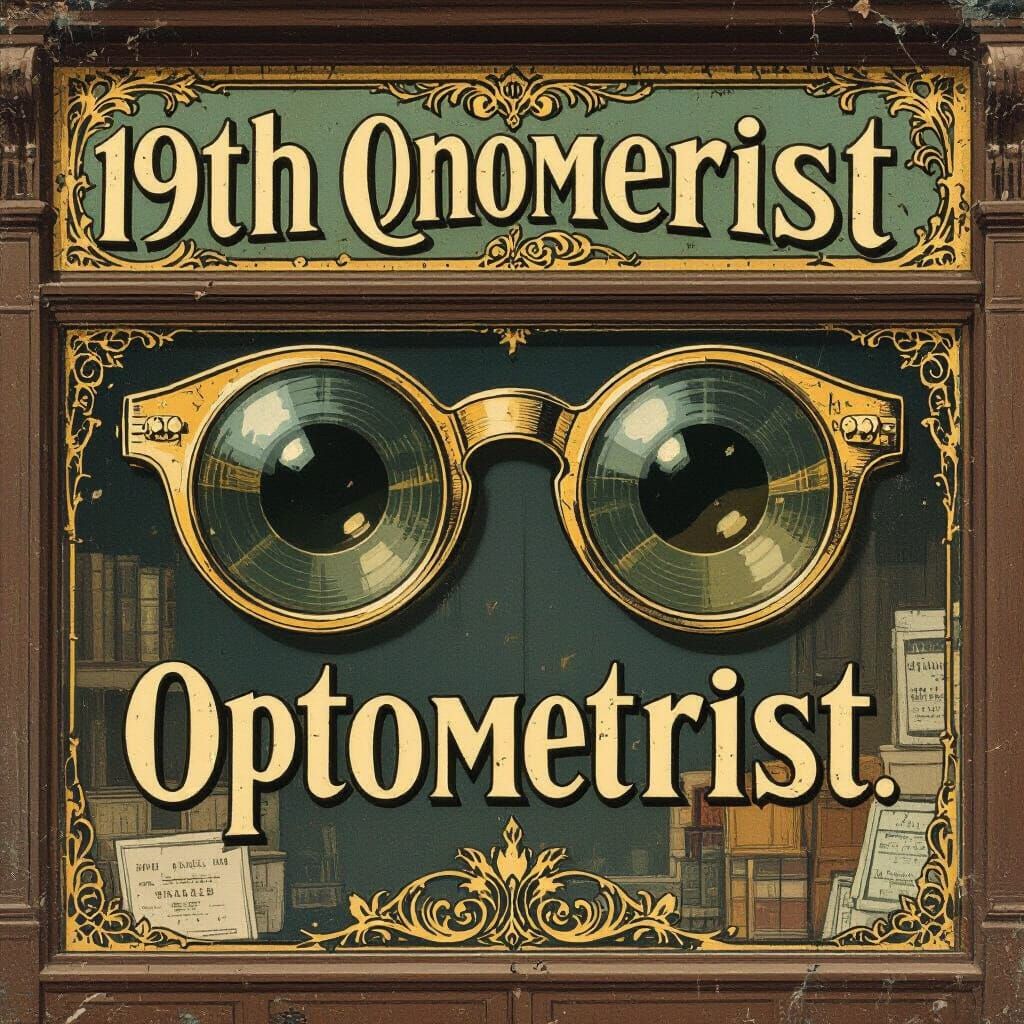 Vintage Optometrist Sign in Art Nouveau Style