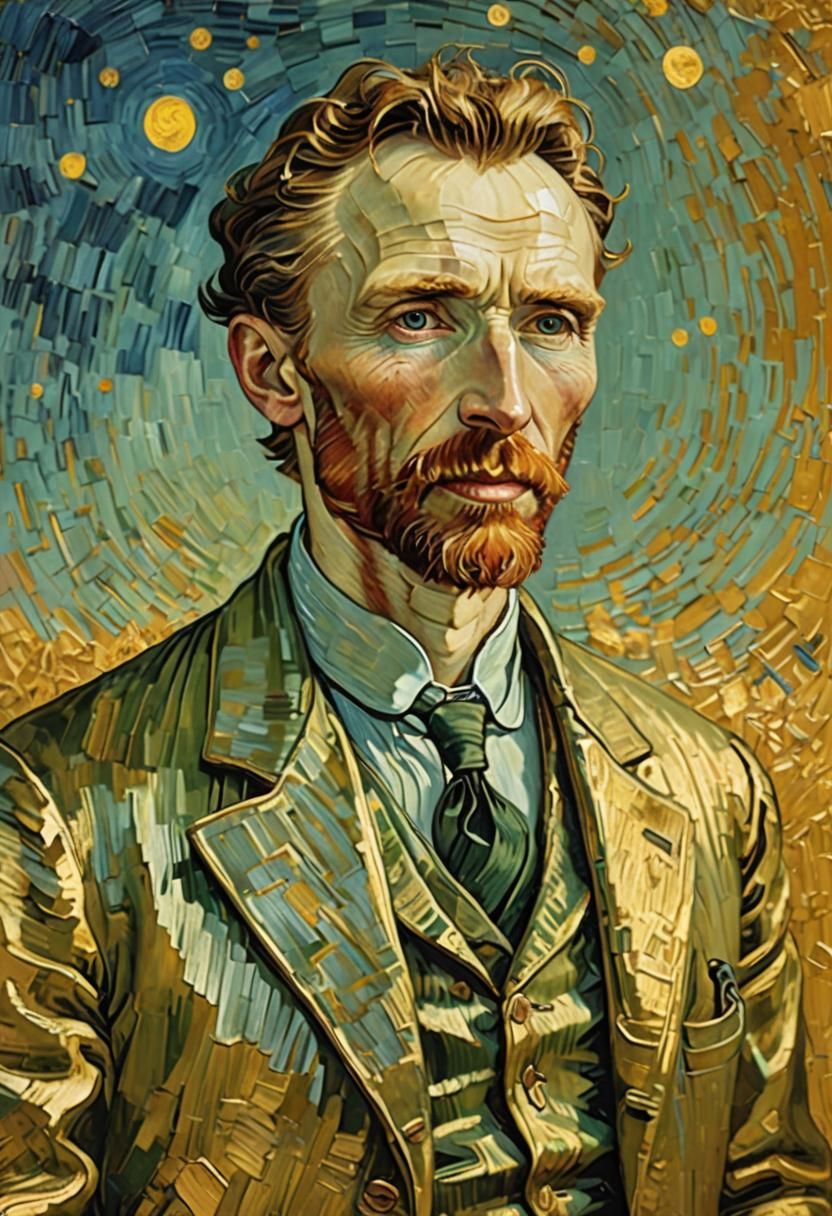 Golden Portrait in Van Gogh Style